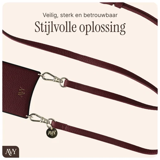 AVY Verstelbaar Crossbody Telefoonkoord (130CM) Leather Burgundy afbeelding 8