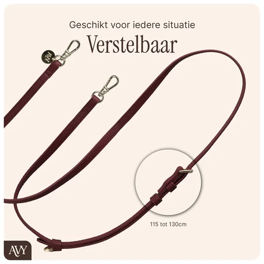 AVY Verstelbaar Crossbody Telefoonkoord (130CM) Leather Burgundy afbeelding 10