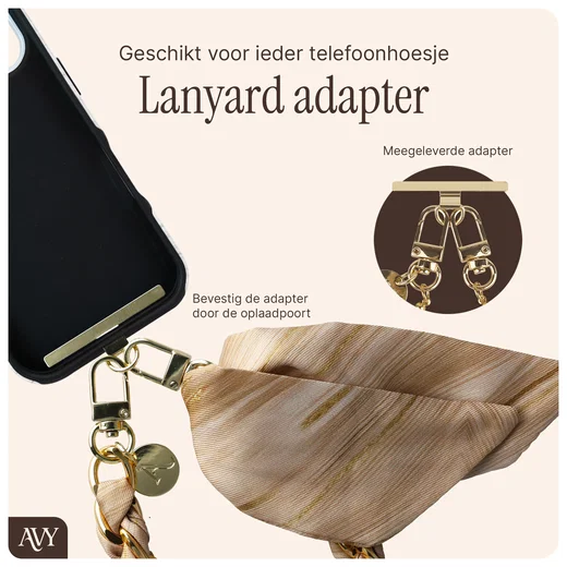 AVY Universeel Sjaal Telefoonkoord / Polsbandje (32CM) Aurum Gold afbeelding 7