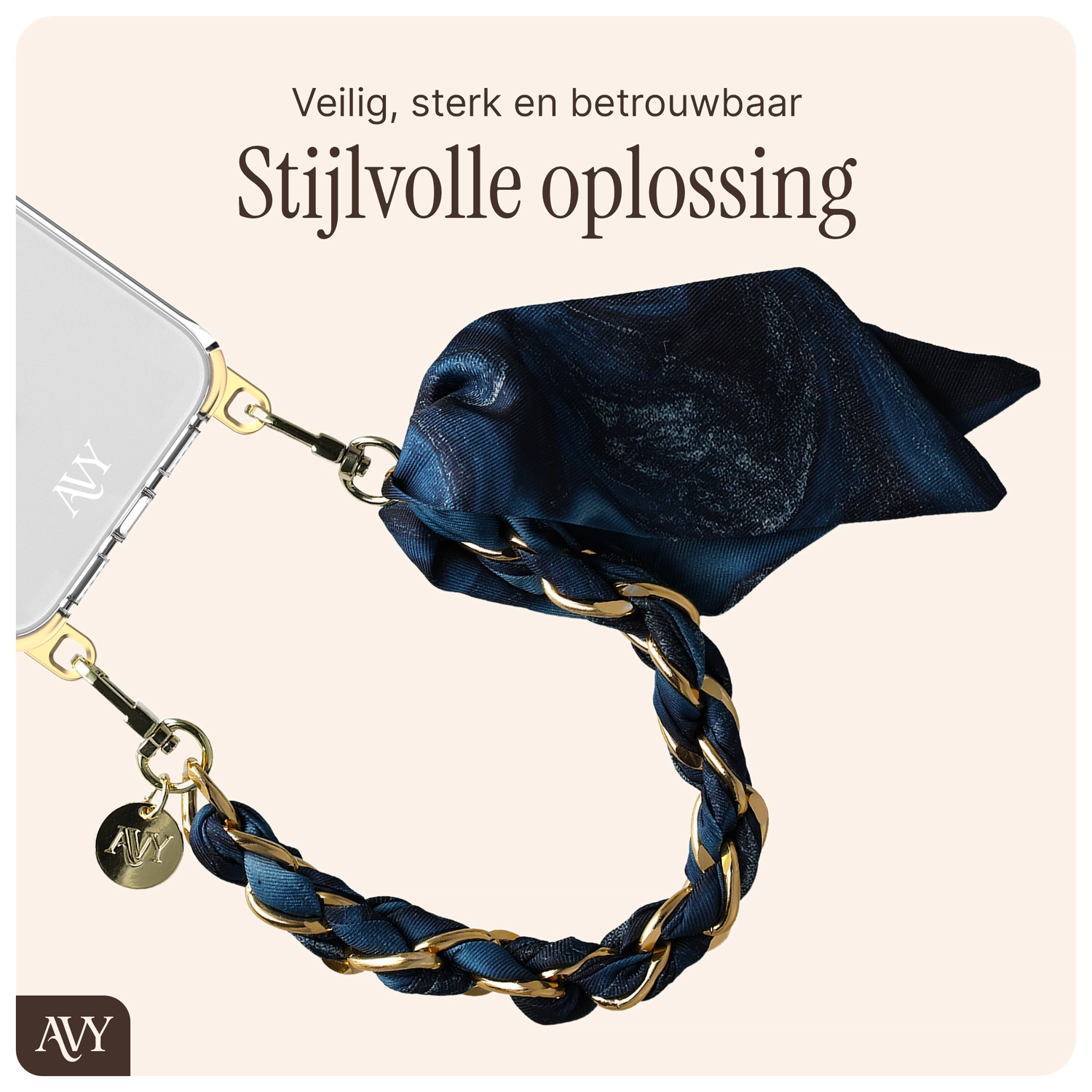 AVY Universeel Sjaal Telefoonkoord / Polsbandje (32CM) Obscura Blue afbeelding 6