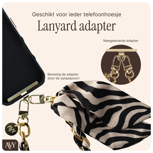 AVY Universeel Sjaal Telefoonkoord / Polsbandje (32CM) Serengeti Zebra afbeelding 6