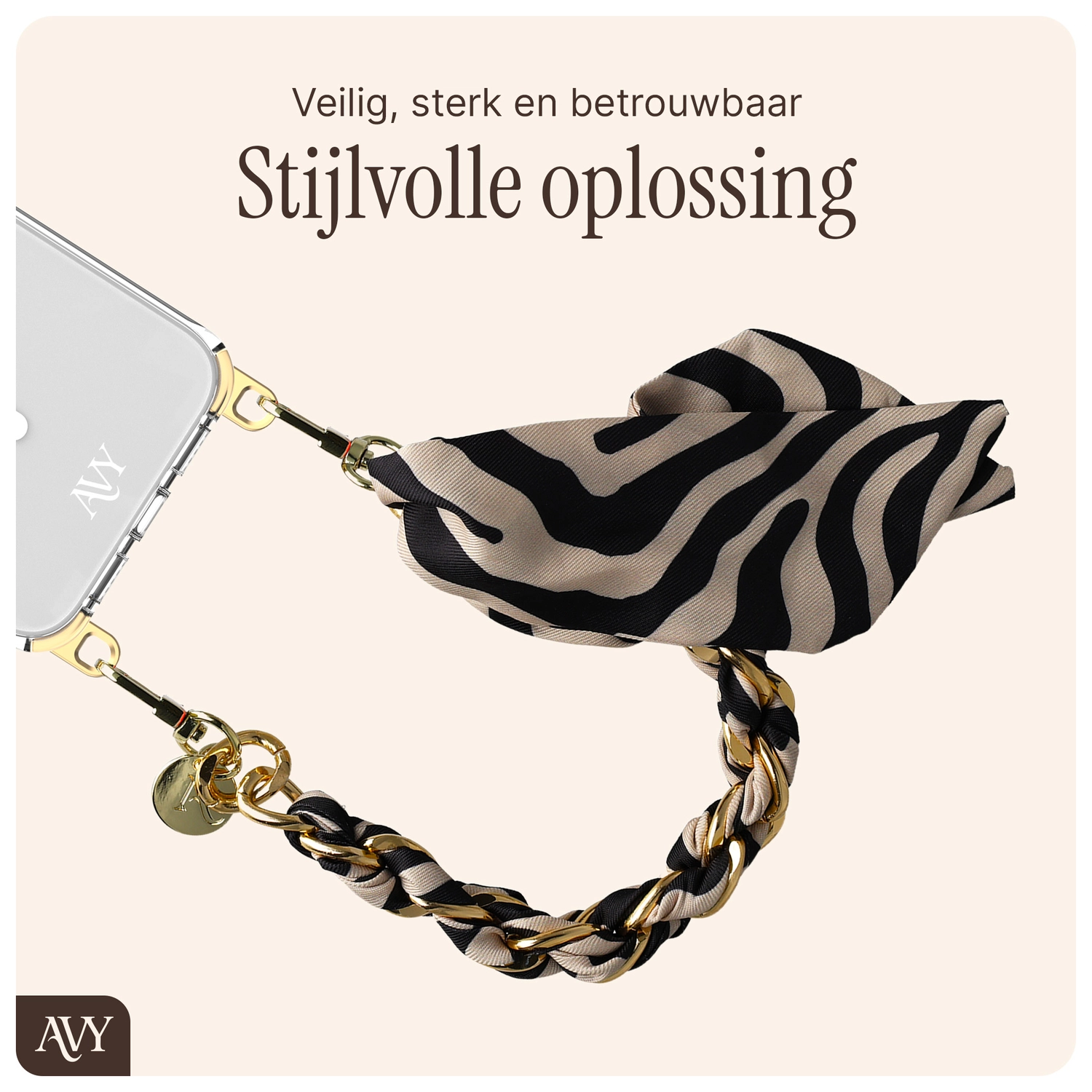 AVY Universeel Sjaal Telefoonkoord / Polsbandje (32CM) Serengeti Zebra afbeelding 7