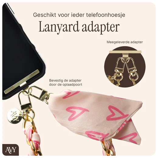 AVY Universeel Sjaal Telefoonkoord / Polsbandje (32CM) Cupid Blush afbeelding 6