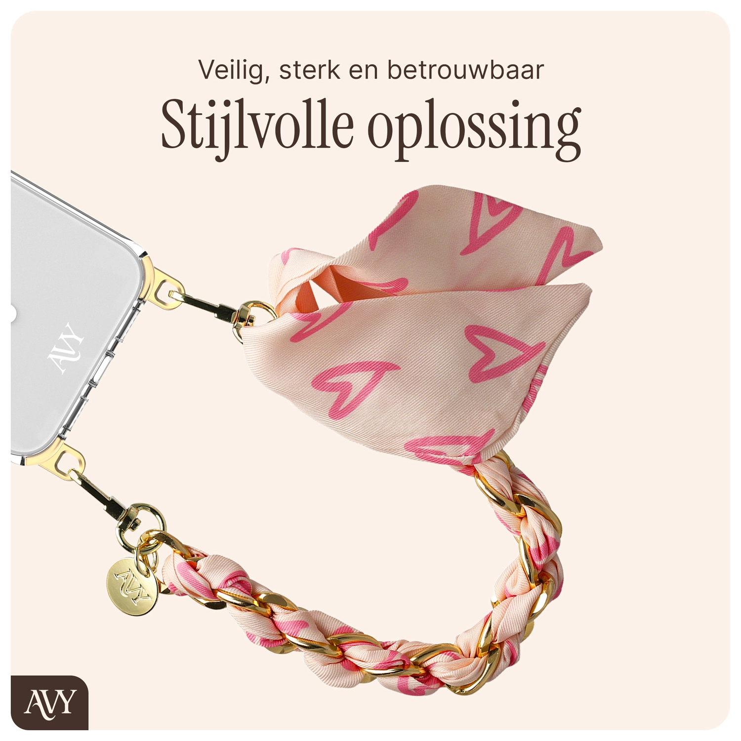 AVY Universeel Sjaal Telefoonkoord / Polsbandje (32CM) Cupid Blush afbeelding 7
