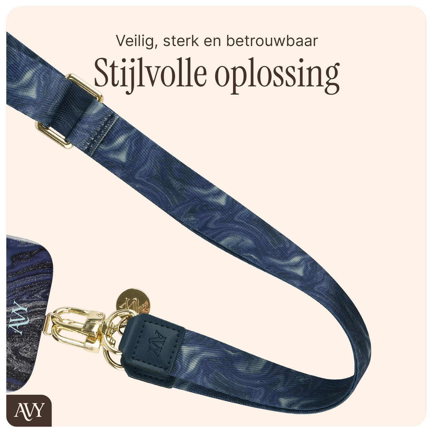 AVY Verstelbaar Nylon Crossbody Telefoonkoord (130CM) Obscura Blue afbeelding 6