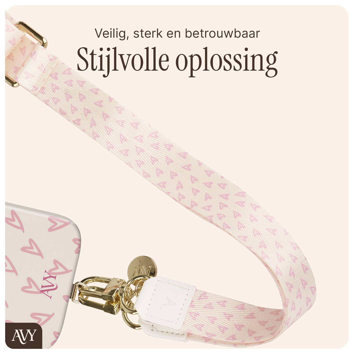 AVY Verstelbaar Nylon Crossbody Telefoonkoord (130CM) Cupid Blush afbeelding 6
