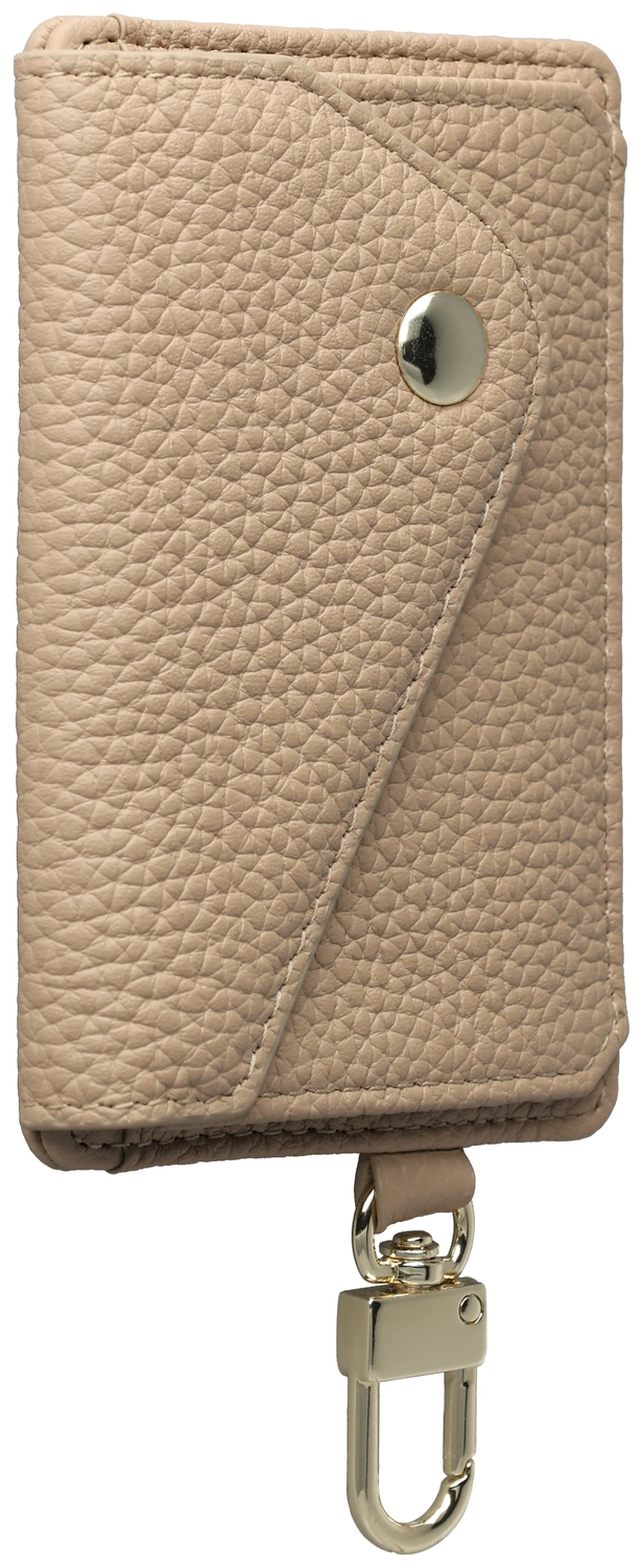 AVY MagSafe Kaarthouder / Pasjeshouder met Drukknoop en Haakje Leer Beige afbeelding 8