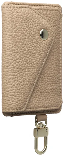 AVY MagSafe Kaarthouder / Pasjeshouder met Drukknoop en Haakje Leer Beige afbeelding 8