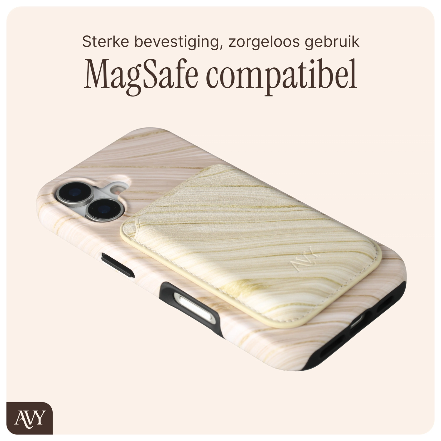 AVY Magnetische Wallet MagSafe Kaarthouder / Pasjeshouder Aurum Gold afbeelding 5