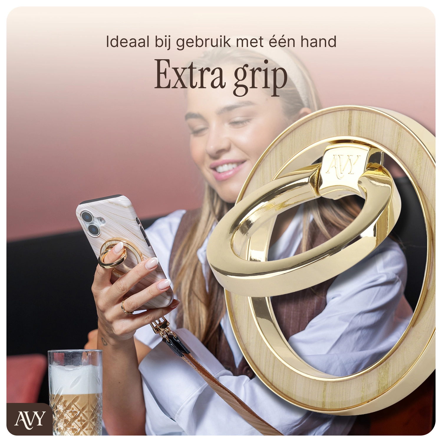 AVY Stand MagSafe Ring Stand / Vinger Houder Aurum Gold afbeelding 2