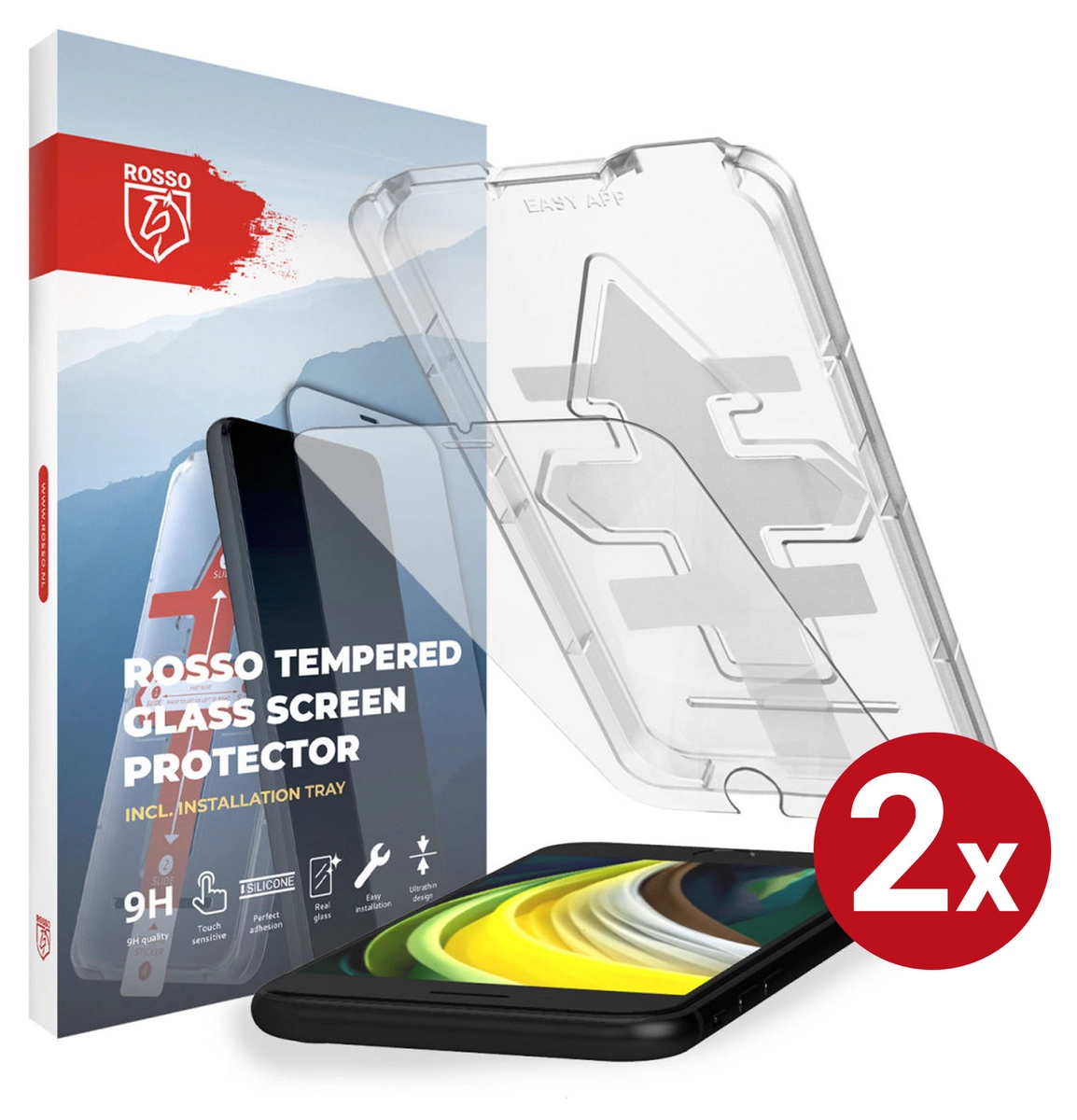 Rosso Apple iPhone SE 2020/2022 Tempered Glass met Installatietray (2-Pack) afbeelding 1