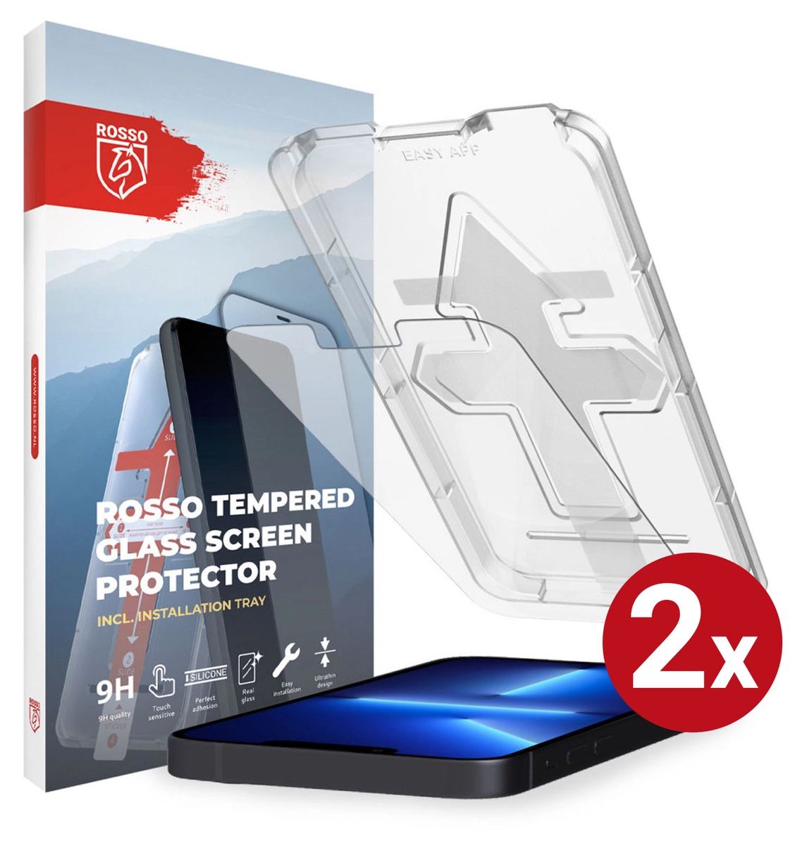 Rosso Apple iPhone 13 Pro Max Tempered Glass met Installatietray (2-pack) afbeelding 1