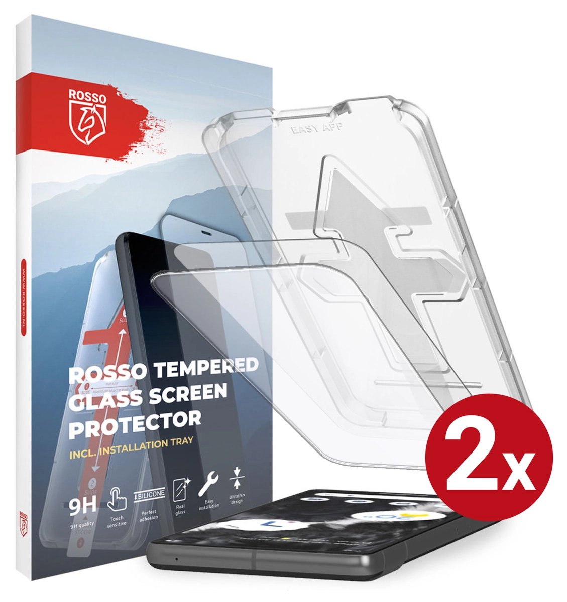 Rosso Google Pixel 7 Tempered Glass met Installatietray (2-Pack) afbeelding 1