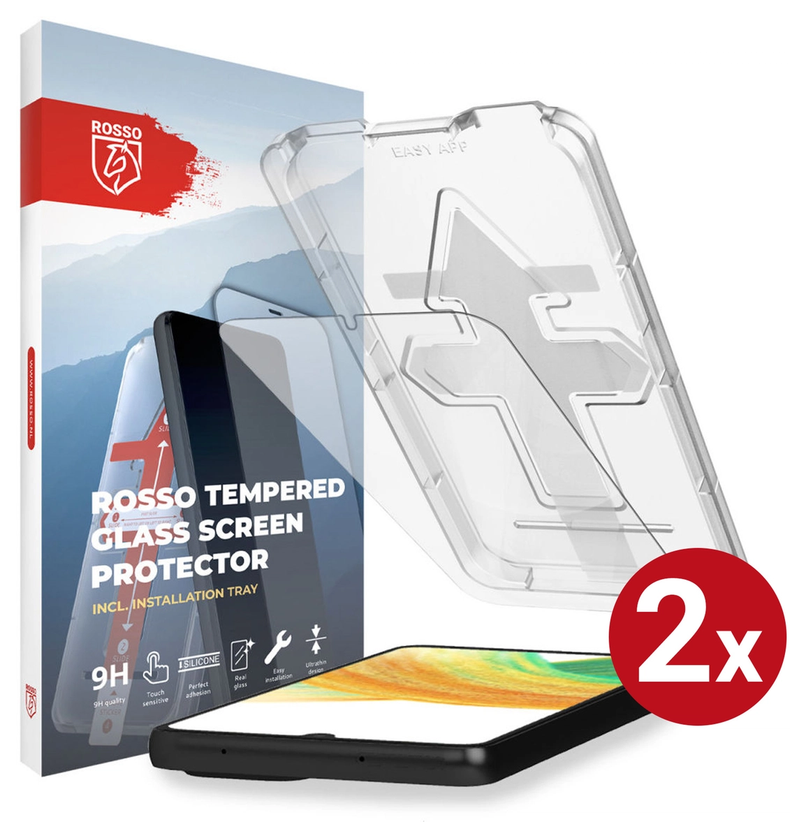 Rosso Samsung Galaxy A33 Tempered Glass met Installatietray (2-Pack) afbeelding 1