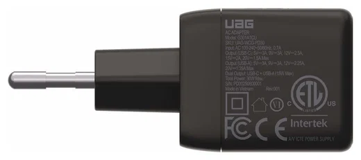 UAG SRGE 30W GaN Power Adapter USB-C/USB-A Snellader Zwart afbeelding 7