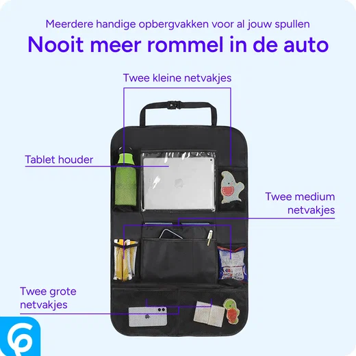Autostoel Organizer Tas met Opbergvakken en Tablet / iPad Houder (2-Pack) afbeelding 6