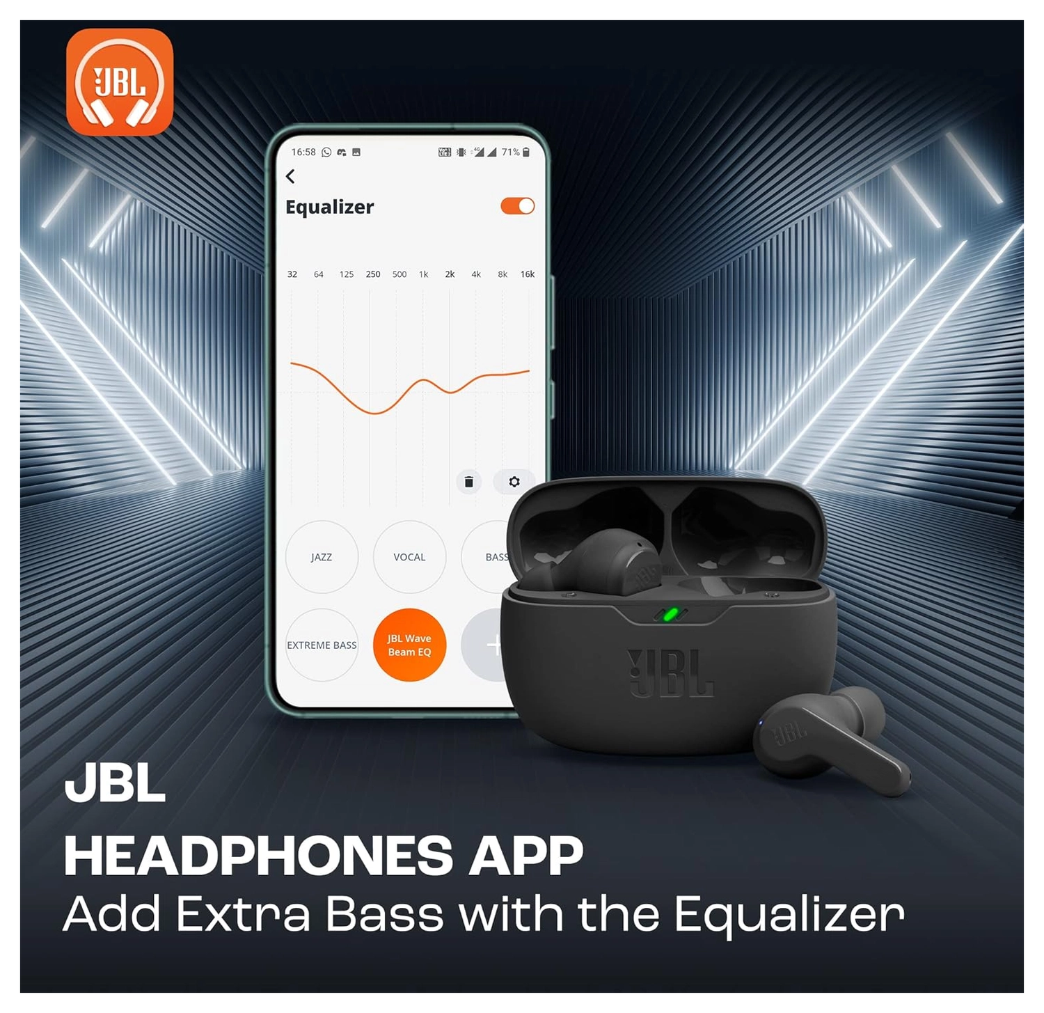 JBL Wave Beam Draadloze Bluetooth In-Ear Oordopjes met JBL Deep Bass Sound Zwart afbeelding 4