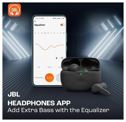JBL Wave Beam Draadloze Bluetooth In-Ear Oordopjes met JBL Deep Bass Sound Zwart afbeelding 4