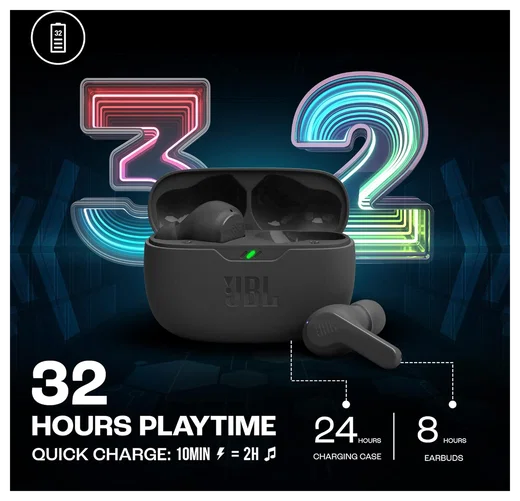 JBL Wave Beam Draadloze Bluetooth In-Ear Oordopjes met JBL Deep Bass Sound Zwart afbeelding 5