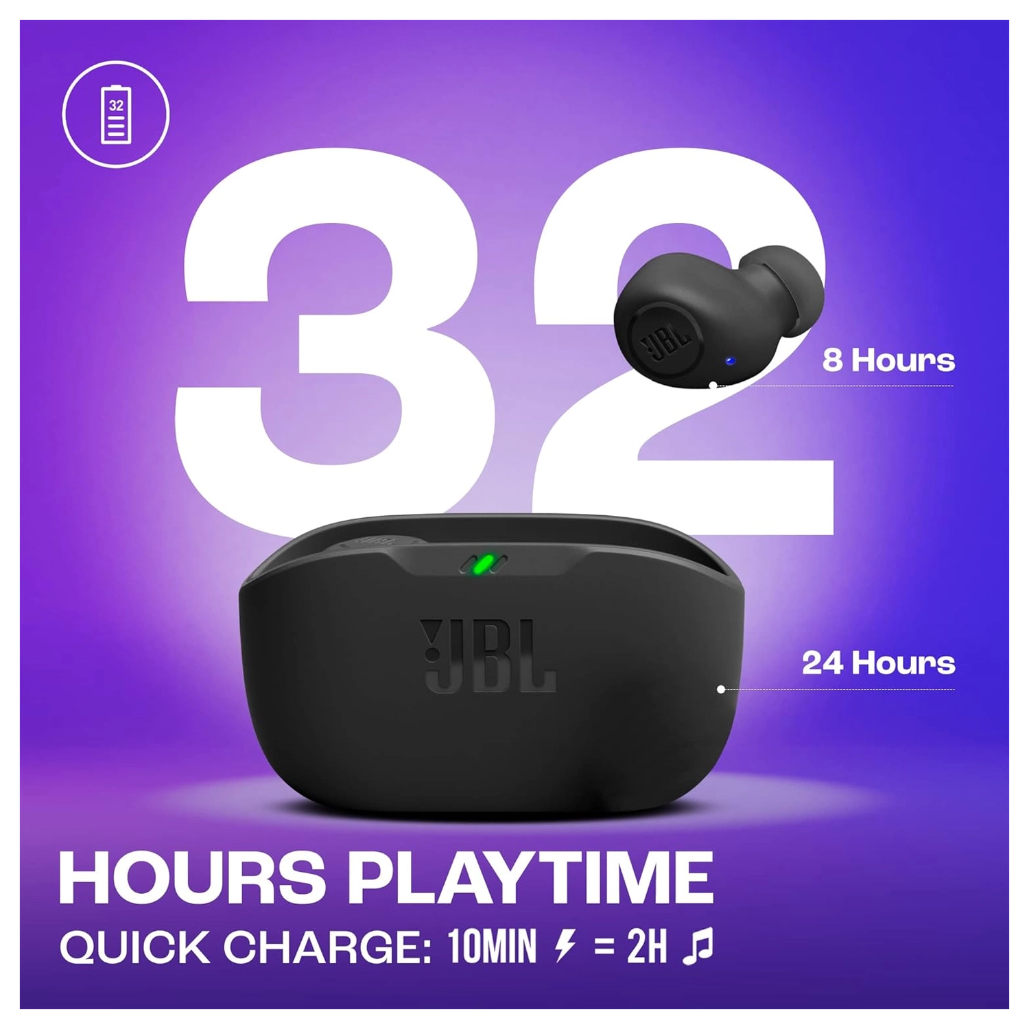 JBL Wave Buds Draadloze Bluetooth 5.2 Oordopjes met JBL Deep Bass Sound Zwart afbeelding 6