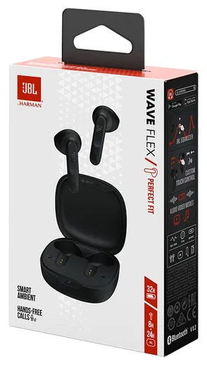 JBL Wave Flex Draadloze Bluetooth In-Ear Oordopjes met JBL Deep Bass Sound Zwart afbeelding 2