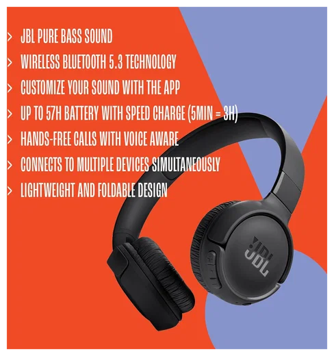 JBL Tune 520BT Draadloze Bluetooth On-Ear Koptelefoon met 57u Batterij Zwart afbeelding 11
