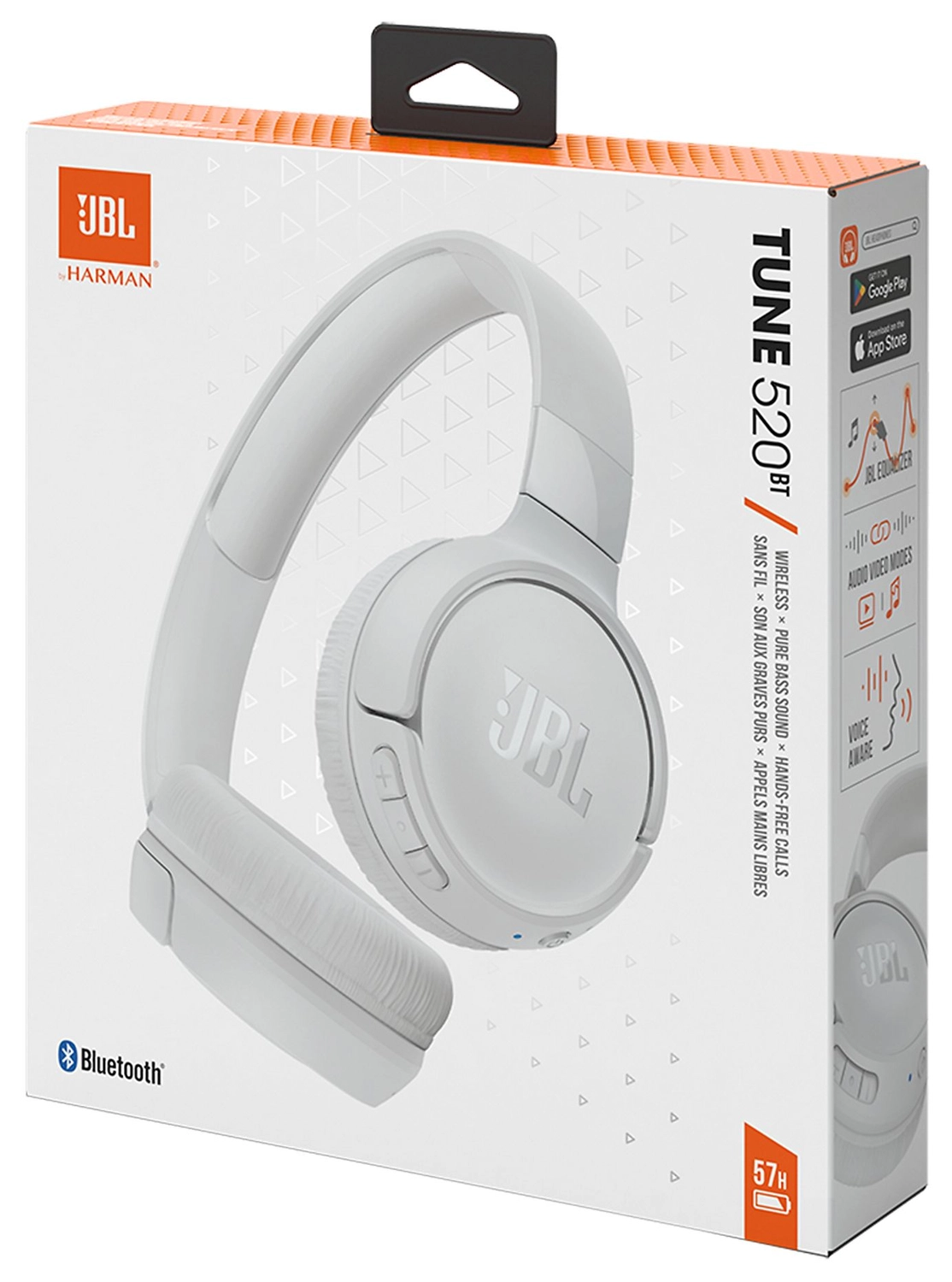 JBL Tune 520BT Draadloze Bluetooth On-Ear Koptelefoon met 57u Batterij Wit afbeelding 2