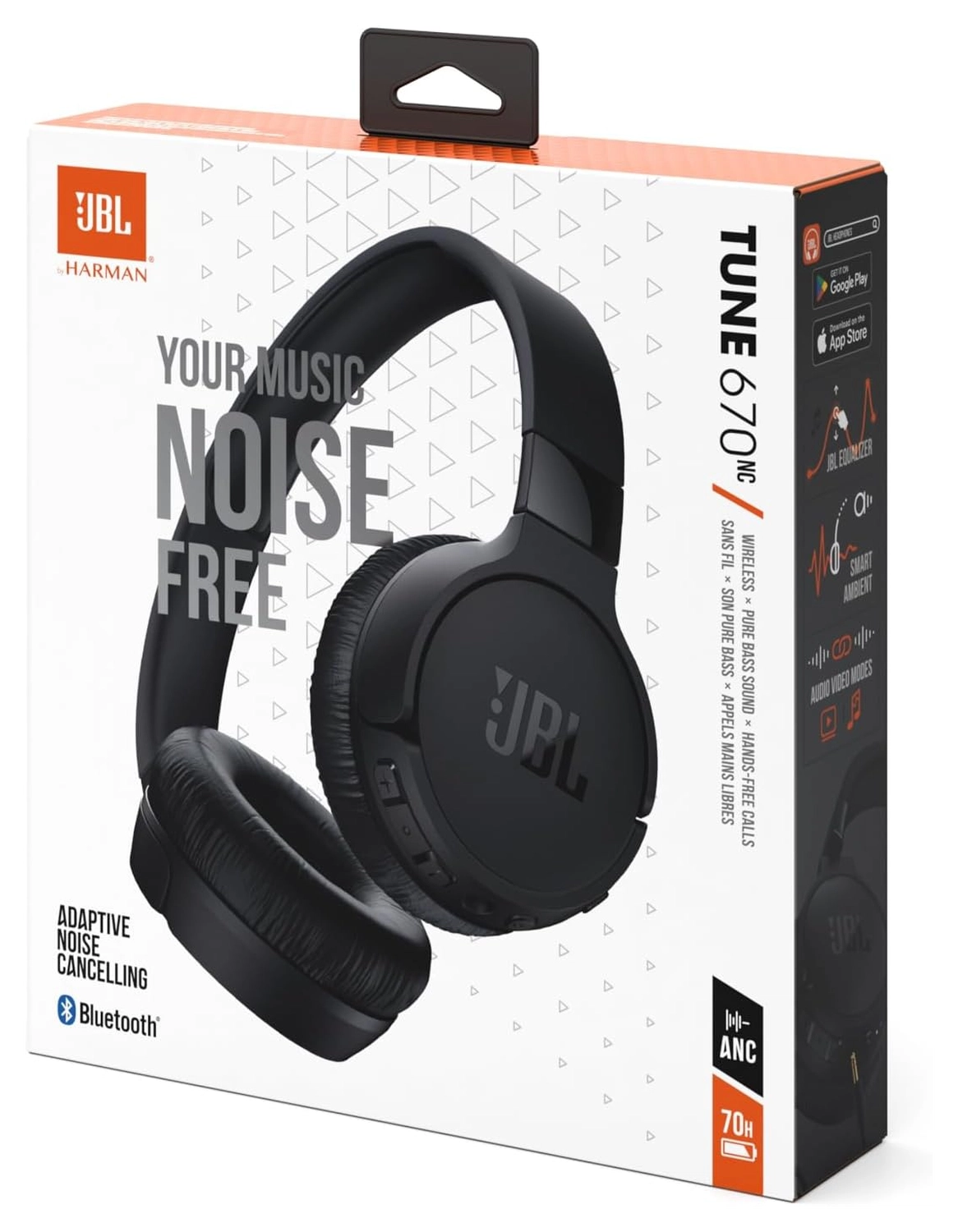 JBL Tune 670NC Draadloze Bluetooth On-Ear Koptelefoon met Noise Cancelling Zwart afbeelding 2
