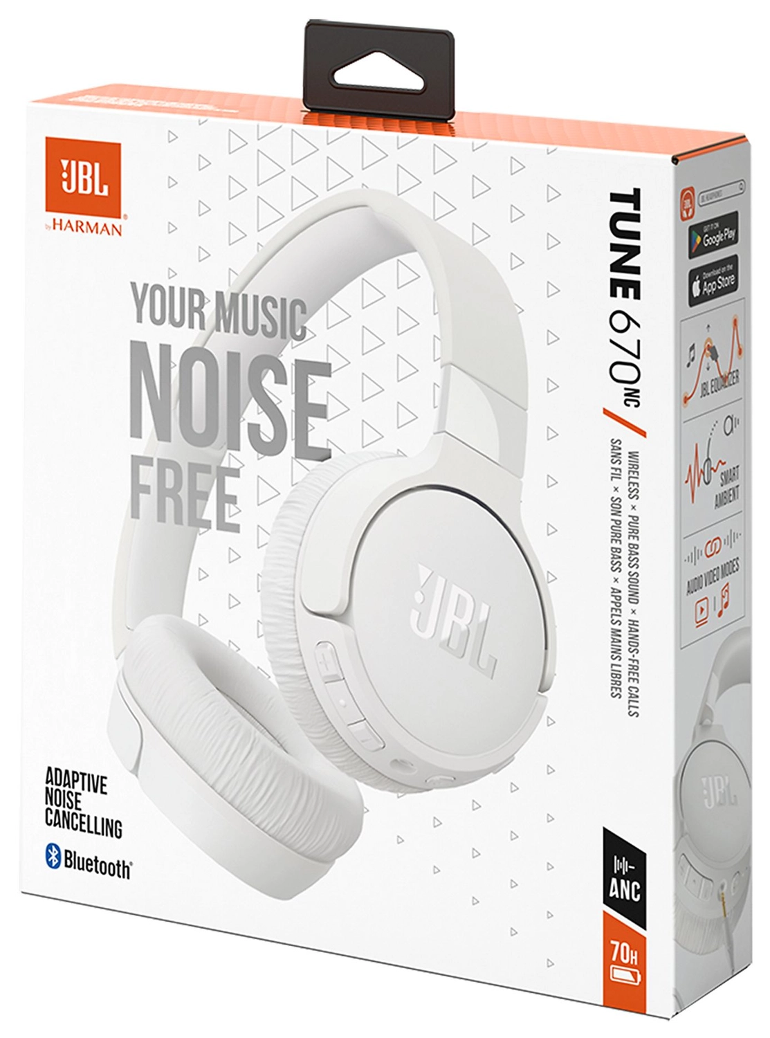 JBL Tune 670NC Draadloze Bluetooth On-Ear Koptelefoon met Noise Cancelling Wit afbeelding 2