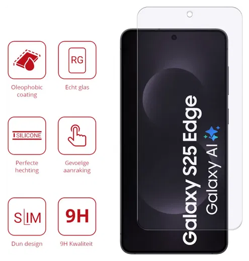 Rosso Samsung Galaxy S25 Edge 9H Tempered Glass 2-pack afbeelding 2