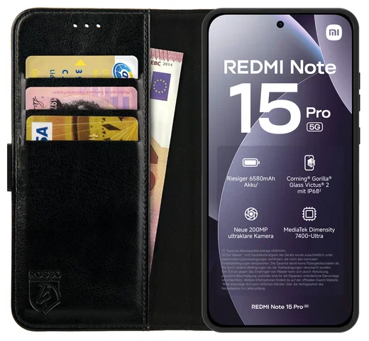 Rosso Element Xiaomi Redmi Note 15 Pro 5G Hoesje Book Case Wallet Zwart afbeelding 1