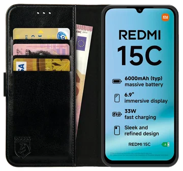 Rosso Element Xiaomi Redmi 15C Hoesje Book Case Wallet Zwart