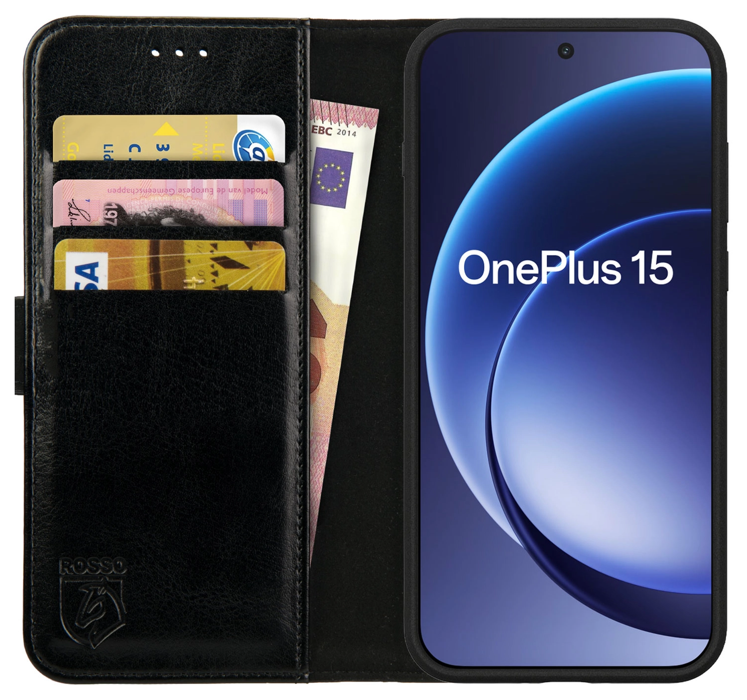 Rosso Element OnePlus 15 Hoesje Book Case Wallet Zwart afbeelding 1