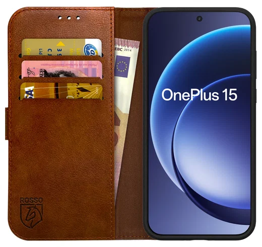 Rosso Element OnePlus 15 Hoesje Book Case Wallet Bruin afbeelding 1