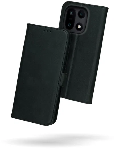 Rosso Deluxe OnePlus 15 Hoesje Echt Leer Book Case Zwart afbeelding 2