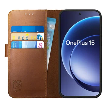 Rosso Deluxe OnePlus 15 Hoesje Echt Leer Book Case Bruin