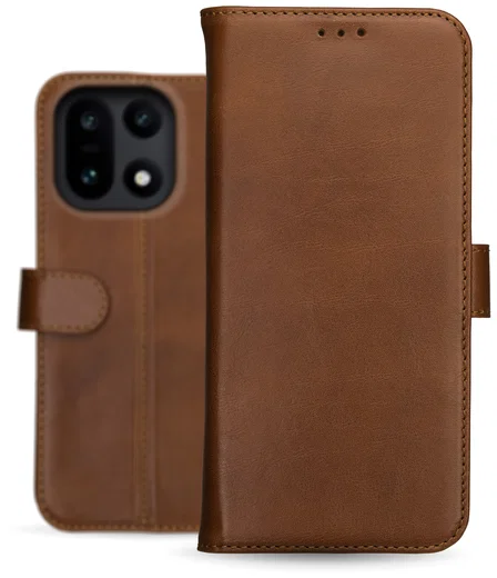 Rosso Deluxe OnePlus 15 Hoesje Echt Leer Book Case Bruin afbeelding 13
