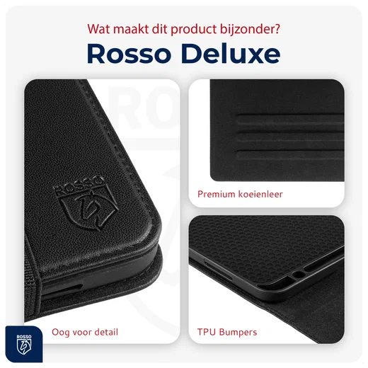 Rosso Deluxe Samsung Galaxy Tab A11 Plus Hoes Book Case Echt Leer Zwart afbeelding 4