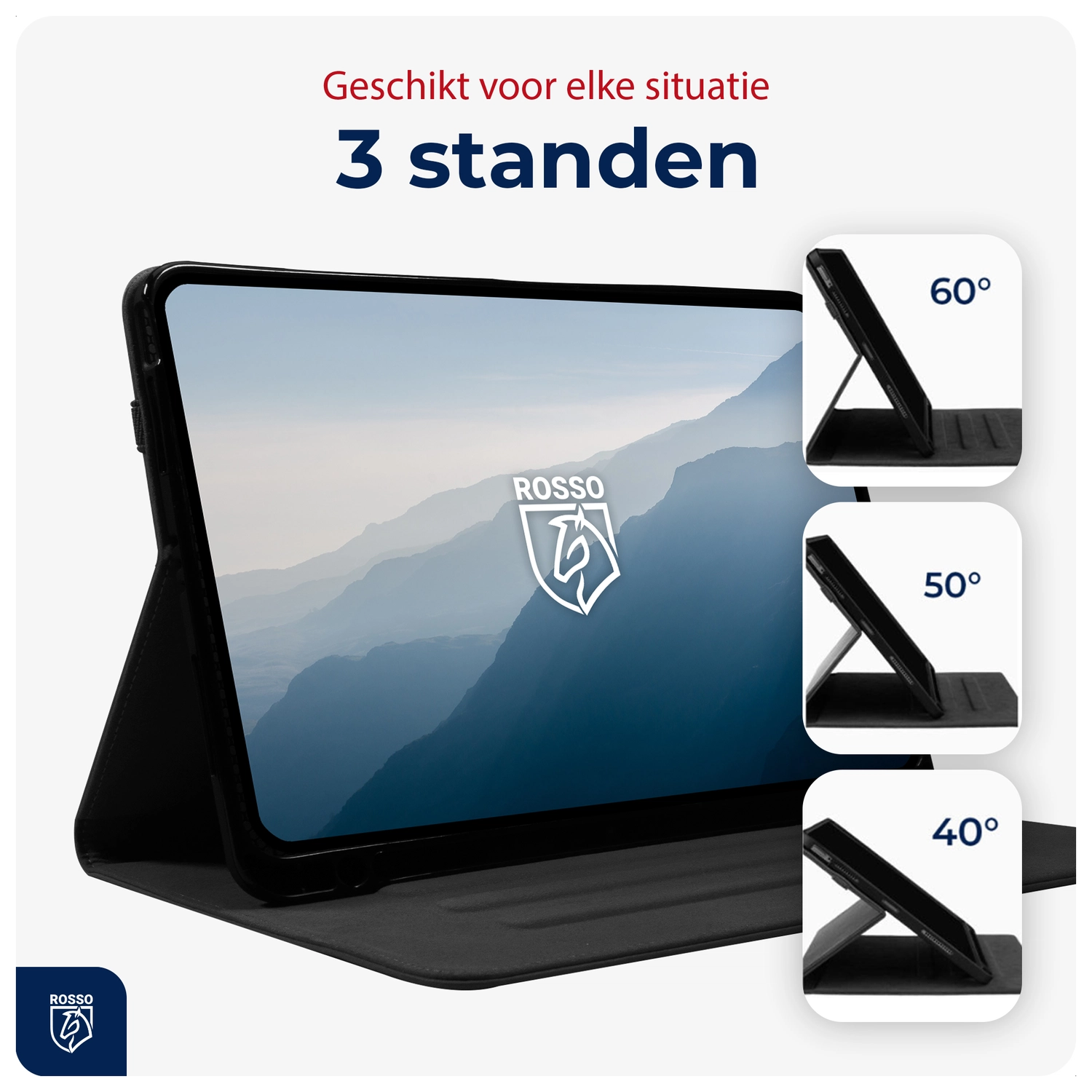 Rosso Deluxe Samsung Galaxy Tab A11 Plus Hoes Book Case Echt Leer Zwart afbeelding 7