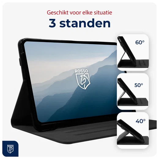 Rosso Deluxe Samsung Galaxy Tab A11 Plus Hoes Book Case Echt Leer Zwart afbeelding 7