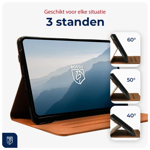 Rosso Deluxe Samsung Galaxy Tab A11 Plus Hoes Book Case Echt Leer Bruin afbeelding 6