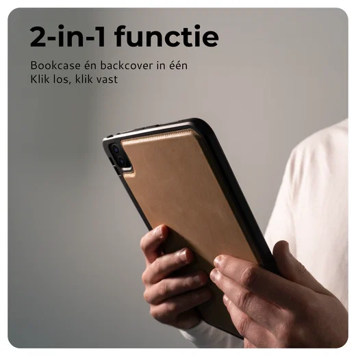 Rosso Elite Samsung Galaxy Tab S11 Hoes 2-in-1 Echt Leer Book Case Licht Bruin afbeelding 2