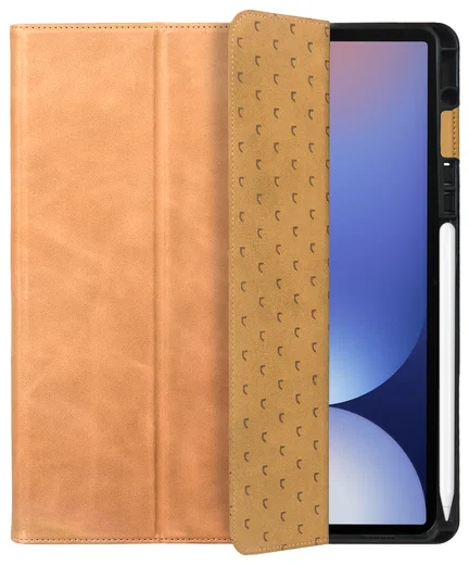 Rosso Elite Samsung Tab S11 Ultra Hoes 2-in-1 Echt Leer Book Case Licht Bruin afbeelding 1