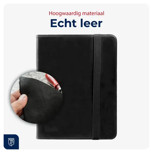 Rosso Deluxe Samsung Galaxy Tab S10 Lite Hoes Book Case Echt Leer Zwart afbeelding 4