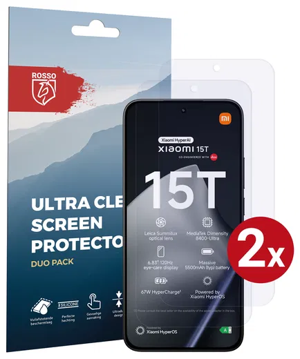 Rosso Xiaomi 15T / 15T Pro Screen Protector Case Friendly Folie Duo Pack afbeelding 1