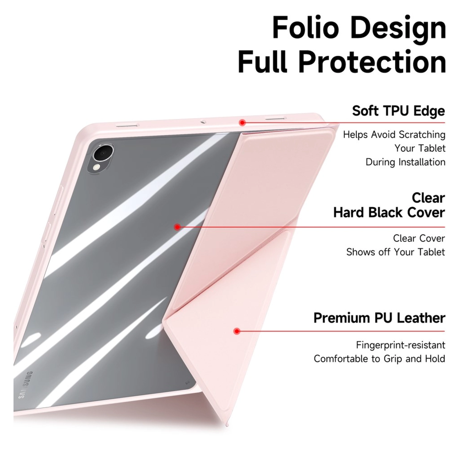 Dux Ducis Magi Samsung Galaxy Tab S11 Hoes V-Fold Book Case Roze afbeelding 7