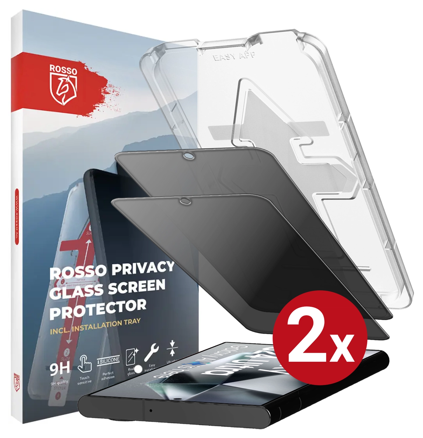 Rosso Samsung S24 Ultra Privacy Glass met Installatietray (2-Pack) afbeelding 13