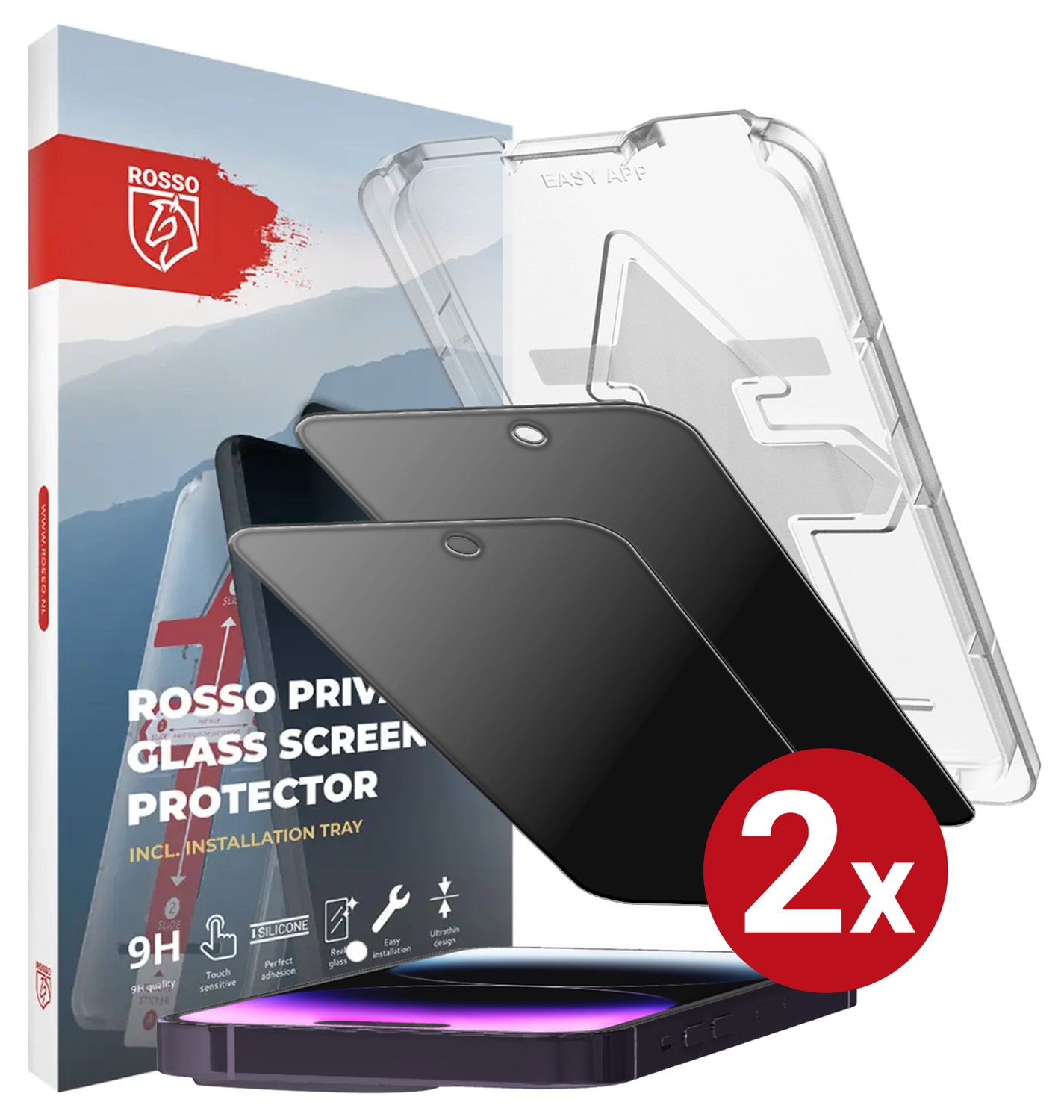Rosso Apple iPhone 15 Pro Privacy Glass met Installatietray (2-Pack) afbeelding 13