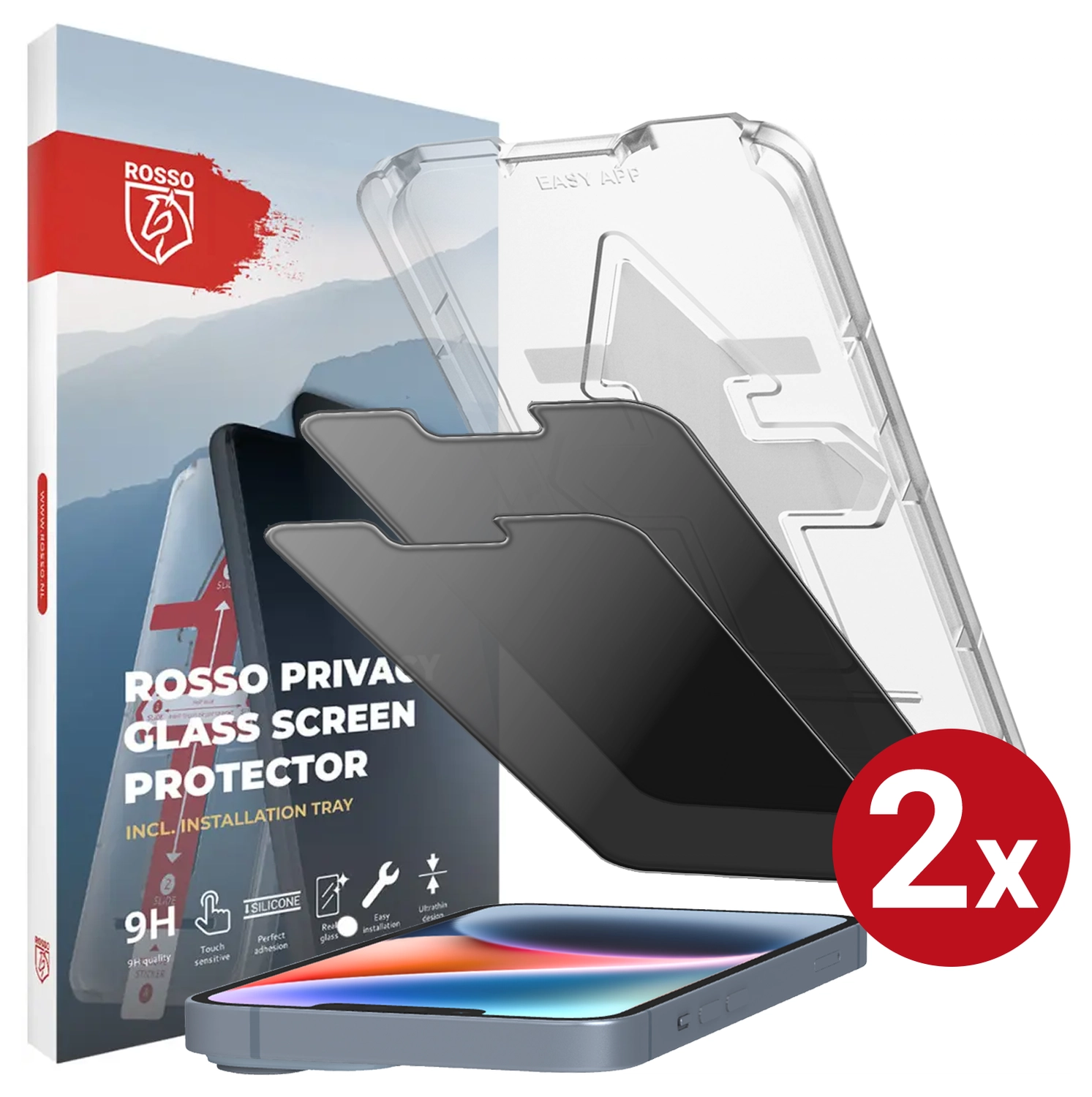 Rosso Apple iPhone 14 Privacy Glass met Installatietray (2-Pack) afbeelding 1
