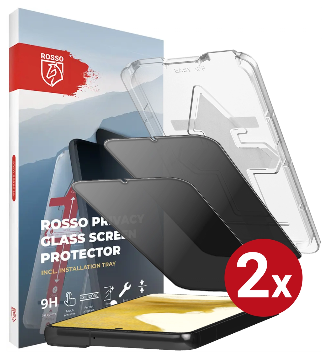 Rosso Samsung Galaxy S22 Privacy Glass met Installatietray (2-Pack) afbeelding 14